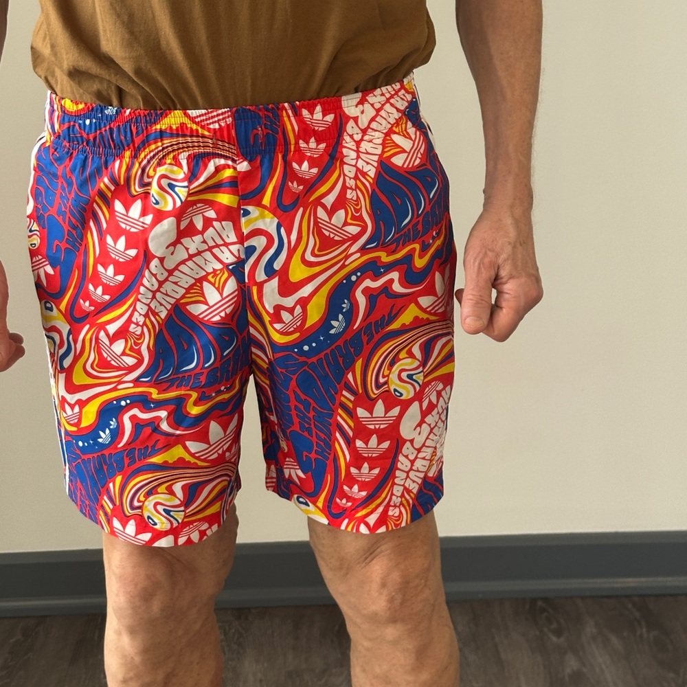 AdidasMen’s Multicolored Graphic 3-Stripes Shorts - Picture 7 of 7